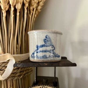 Handcrafted Blue and Cream Ceramic Pot